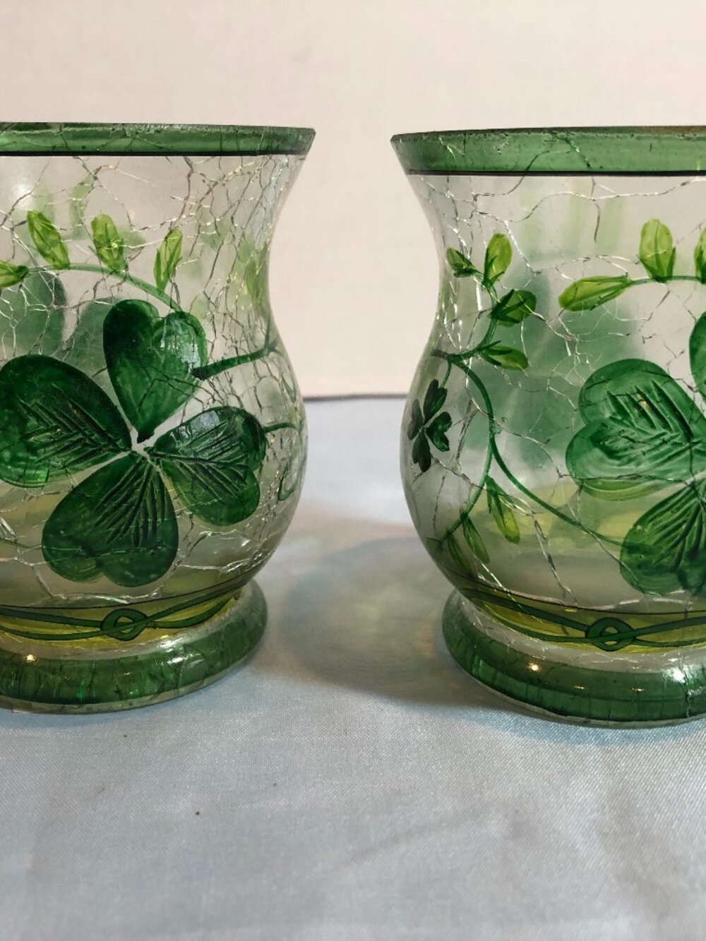 LOT of 2 Yankee Candle Tea Light or Votive Holder Shamrock St Patricks Day #F44